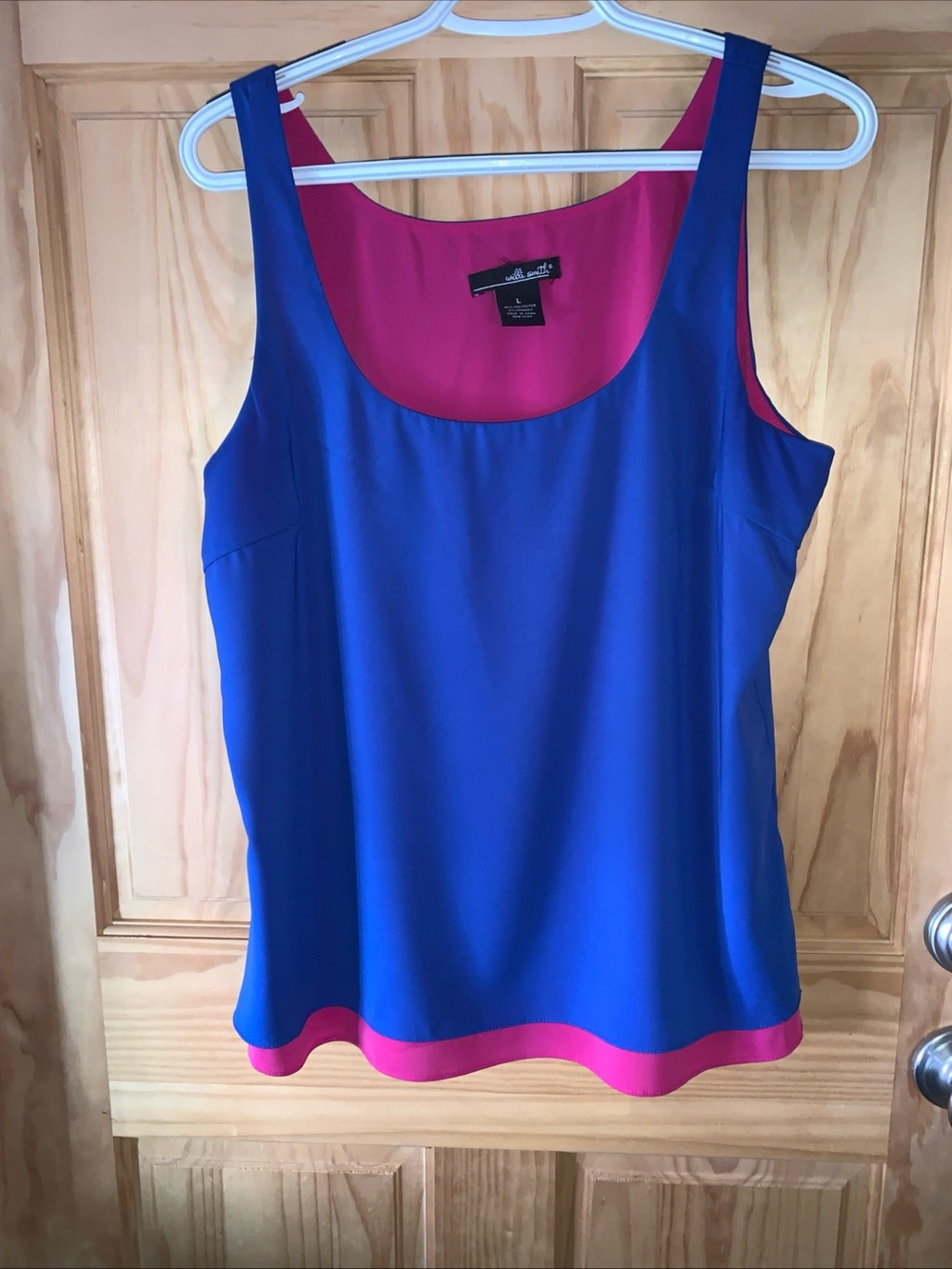 Willi Smith Royal Blue Tank Top with Hot Pink Fuchsia Trim Women’s Size Large